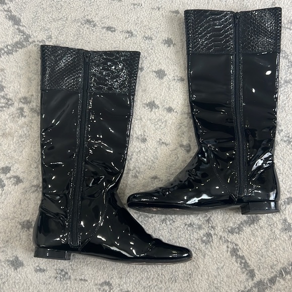 Coach FRESNA Patent Leather Knee-High Boot Black 7 riding croc embossed 7B - Picture 7 of 16